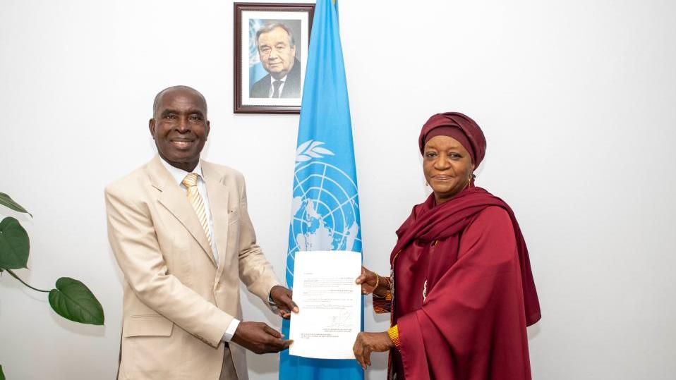 H.E Mr Paul Evans Aidoo, the new Permanent Representative of the Republic of Ghana to the United Nations Office at Nairobi, the United Nations Environment Programme (UNEP), and the United Nations Human Settlements Programme (UN-Habitat), presented his credentials to Madam Zainab Hawa Bangura, Director-General of the United Nations Office at Nairobi (UNON).