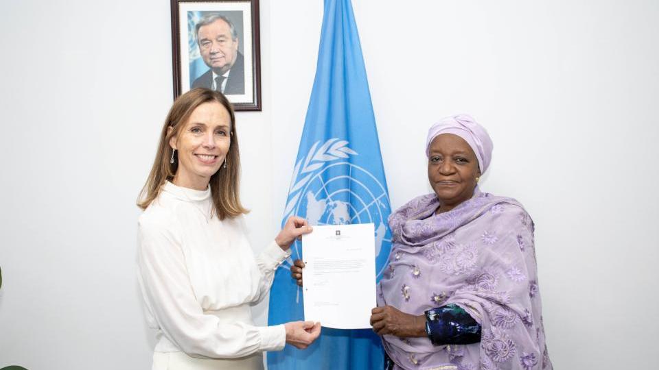 H.E. Ms. Siv Cathrine Moe, the new Permanent Representative of Norway to the United Nations Office at Nairobi, the United Nations Environment Programme (UNEP), and the United Nations Human Settlements Programme (UN-Habitat), presented her credentials to Madam Zainab Hawa Bangura, Director-General of the United Nations Office at Nairobi (UNON).
