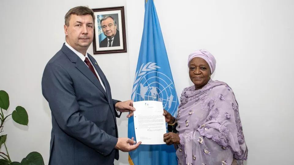 H.E. Mr Yurii Tokar, the new Permanent Representative of Ukraine to the United Nations Office at Nairobi, the United Nations Environment Programme (UNEP), and the United Nations Human Settlements Programme (UN-Habitat), presented her credentials to Madam Zainab Hawa Bangura, Director-General of the United Nations Office at Nairobi (UNON).