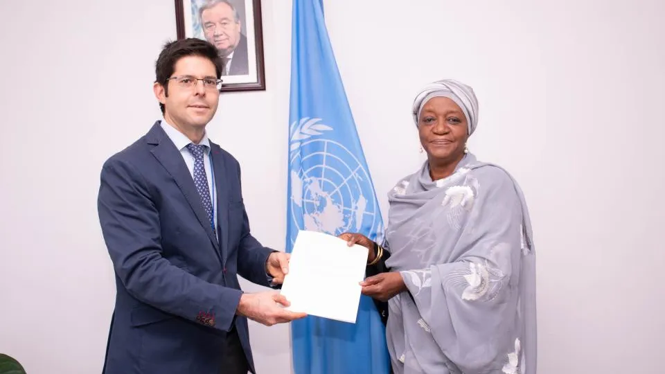 H.E Jaime Alejandro Moreno Bau, the New Permanent Representative of Spain to the United Nations Office at Nairobi, the United Nations Environment Programme (UNEP), and the United Nations Human Settlements Programme (UN-Habitat), presented his credentials to Madam Zainab Hawa Bangura, Director-General of the United Nations Office at Nairobi (UNON).