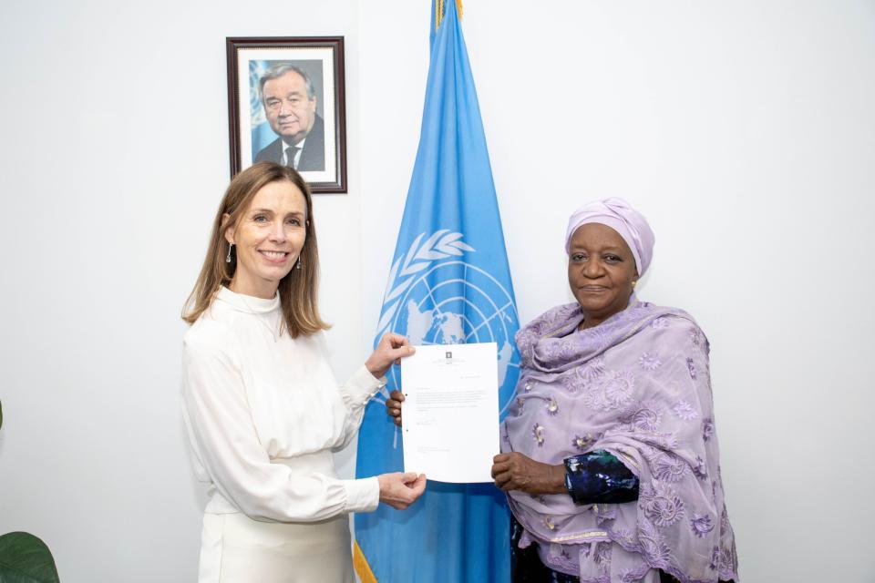 H.E. Ms. Siv Cathrine Moe, the new Permanent Representative of Norway to the United Nations Office at Nairobi, the United Nations Environment Programme (UNEP), and the United Nations Human Settlements Programme (UN-Habitat), presented her credentials to Madam Zainab Hawa Bangura, Director-General of the United Nations Office at Nairobi (UNON).
